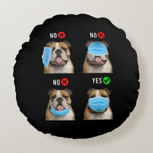 English Bulldog Right Wear Face Mask Tank Top Round Cushion