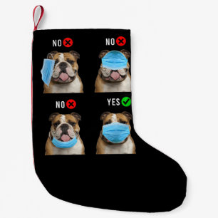 English Bulldog Right Wear Face Mask Tank Top Small Christmas Stocking