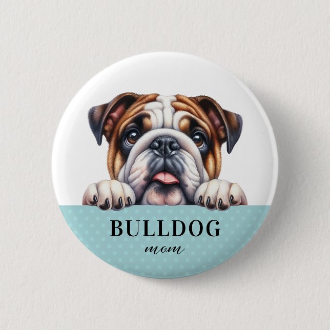 English Bulldog Round Button Pin (Front)
