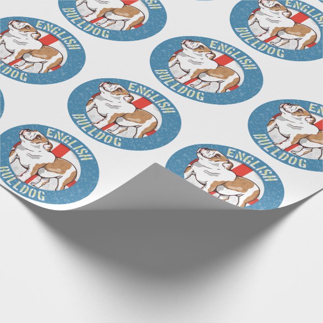English Bulldog Saint George's Cross Wrapping Paper (Corner)