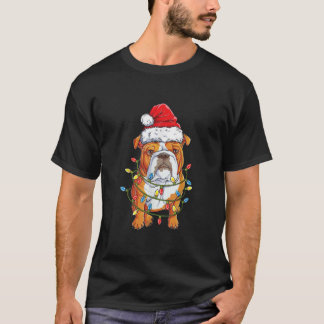 English Bulldog Santa Christmas Tree Lights Xmas G T-Shirt