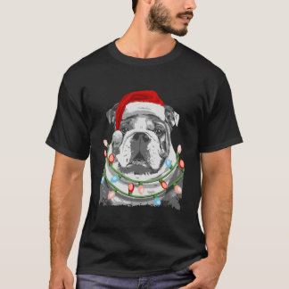 English Bulldog Santa Christmas Tree Lights Xmas G T-Shirt
