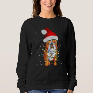 English Bulldog Santa Christmas Tree Lights Xmas Sweatshirt