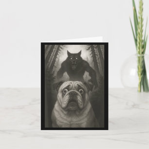 English Bulldog Selfie With Werewolf Funny Card