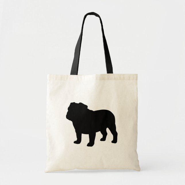 English Bulldog Silhouette | Cool Dog Lover's Tote Bag (Front)