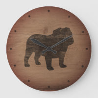 English Bulldog Silhouette Faux Weathered Wood