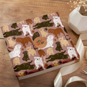 English Bulldog Silhouette in brown tones Wrapping Paper