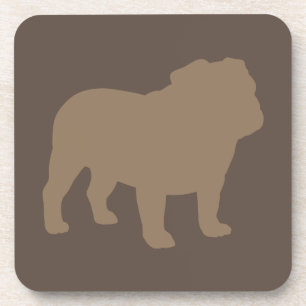 English Bulldog Silhouette Mocha Brown Coaster