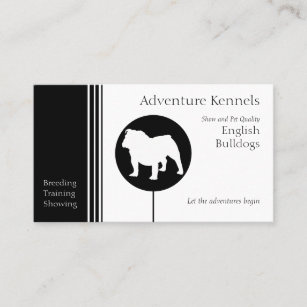 English Bulldog Silhouette Modern Black and White Business Card
