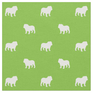 English Bulldog Silhouettes Pattern Cute Fabric
