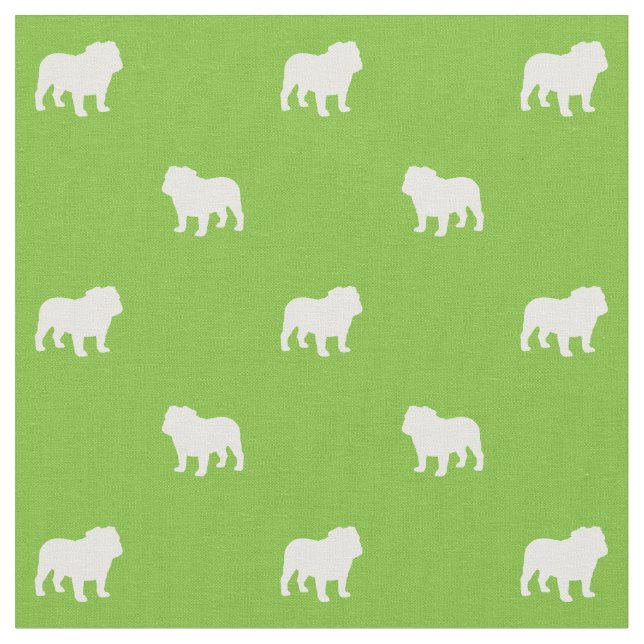 English Bulldog Silhouettes Pattern Cute Fabric (Close Up)