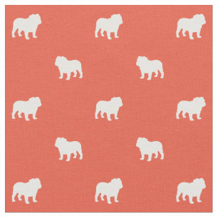 English Bulldog Silhouettes Pattern Dog Lover's Fabric