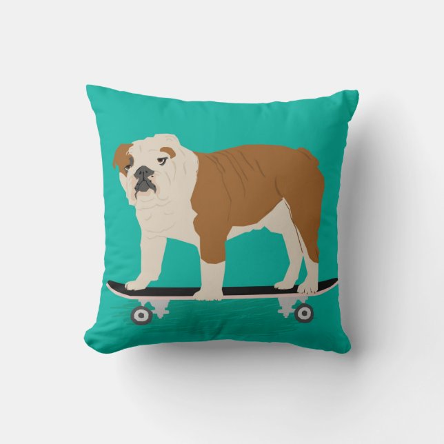 English Bulldog skateboard pillow (Front)
