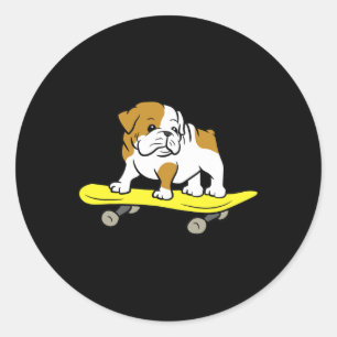 English Bulldog Skateboarding Dog Skater Bulldog Classic Round Sticker