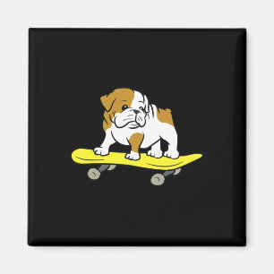 English Bulldog Skateboarding Dog Skater Bulldog Magnet