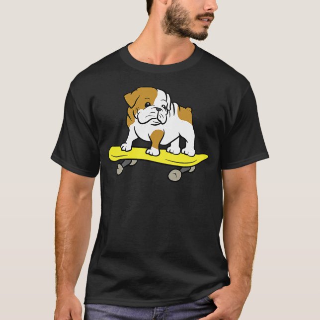 English Bulldog Skateboarding Dog Skater Bulldog T-Shirt (Front)