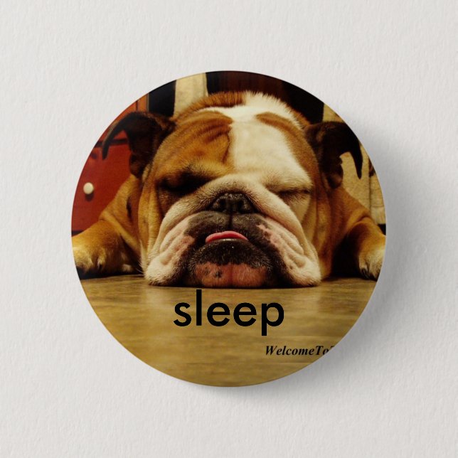 english-bulldog, sleep 6 cm round badge (Front)