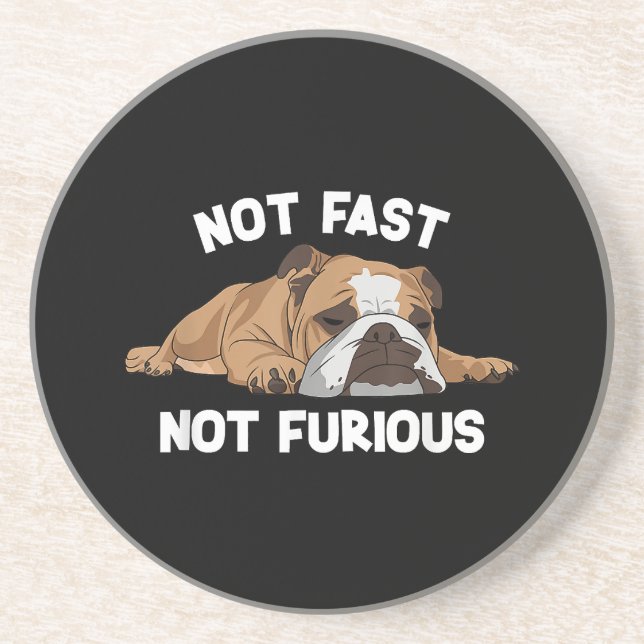 English Bulldog Sleeping Not Fast Not Furious Funn Coaster (Front)