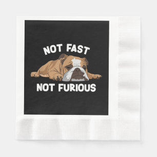 English Bulldog Sleeping Not Fast Not Furious Funn Napkin