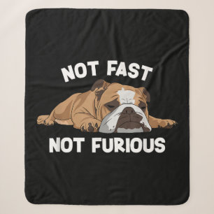 English Bulldog Sleeping Not Fast Not Furious Funn Sherpa Blanket