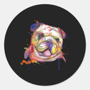English Bulldog Splash Classic Round Sticker