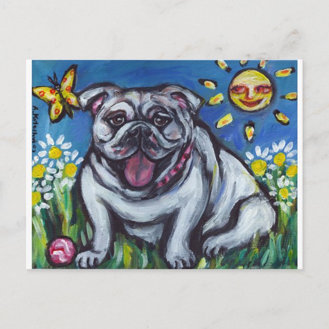 English Bulldog sun smile Postcard (Front)