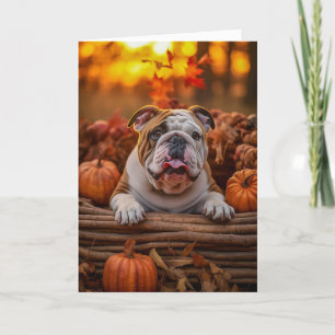 English Bulldog Thanksgiving Holiday Card