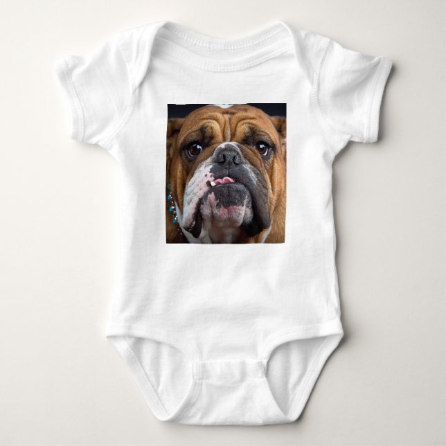 English Bulldog  Throw Pillow Baby Bodysuit (Front)