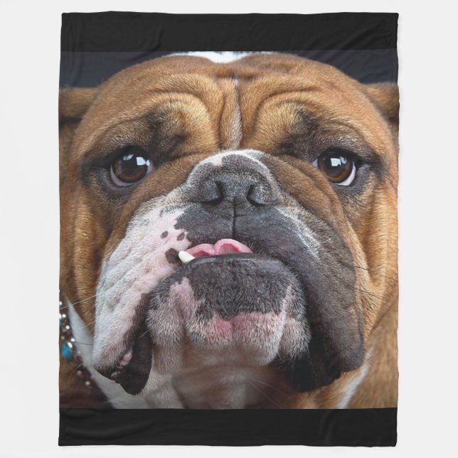 English Bulldog  Throw Pillow Fleece Blanket (Front)