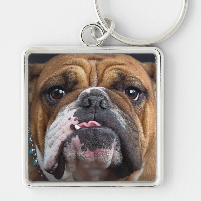 English Bulldog  Throw Pillow Key Ring (Front)