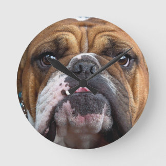 English Bulldog  Throw Pillow Round Clock