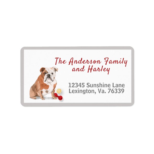 English Bulldog Toys Home Return Address   Label (Front)