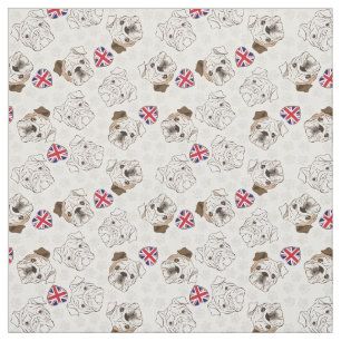 English Bulldog & Union Jack Fabric by the Yard