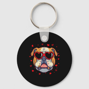 English Bulldog Valentine Heart Cute Dog Lovers Key Ring