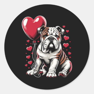 English Bulldog Valentine's Day Dog Owner Valentin Classic Round Sticker