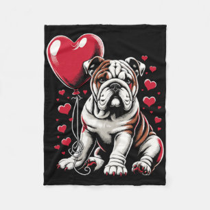 English Bulldog Valentine's Day Dog Owner Valentin Fleece Blanket