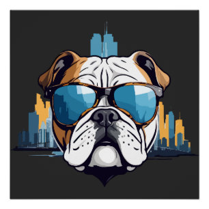 English Bulldog Vector Art Animal Modern Urban Pet Poster