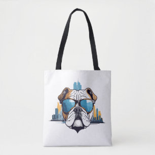 English Bulldog Vector Art Animal Modern Urban Pet Tote Bag