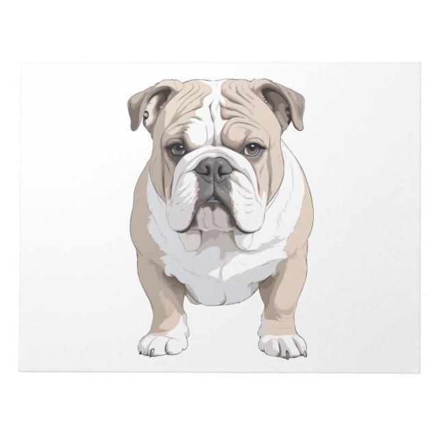English Bulldog Vector Art with Vibrant Colours Notepad (Front)