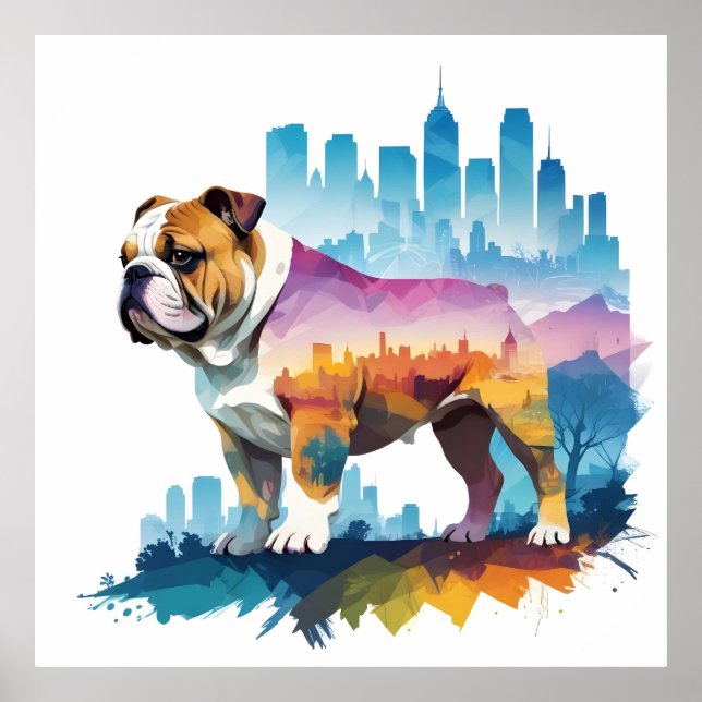 English Bulldog Vintage Animal Nature Environment  Poster (Front)