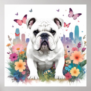 English Bulldog Vintage Animal Nature Environment Poster