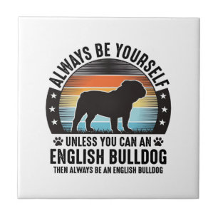 English Bulldog Vintage Sunset Dog Lover Shirt Des Ceramic Tile