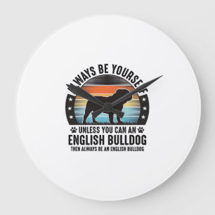 English Bulldog Vintage Sunset Dog Lover Shirt Des Large Clock