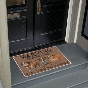 English Bulldog Warning Rug, Humour Quotes  Doormat