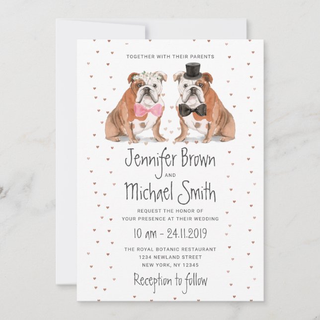 English Bulldog Wedding Dogs Invitation (Front)
