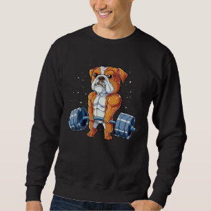 English Bulldog Weightlifting  Deadlift Men Fitnes Sweatshirt