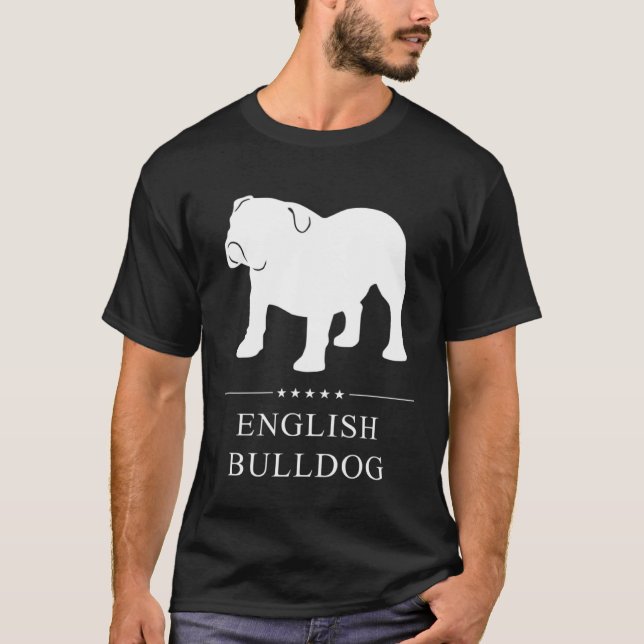 English Bulldog White Silhouette T-Shirt (Front)