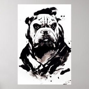 English Bulldog Wild Nature Free Spirit Art Brush Poster