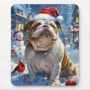 English Bulldog Winter Wonderland Christmas Joy  Mouse Pad