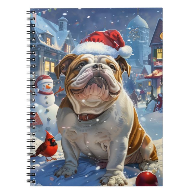 English Bulldog Winter Wonderland Christmas Joy  Notebook (Front)